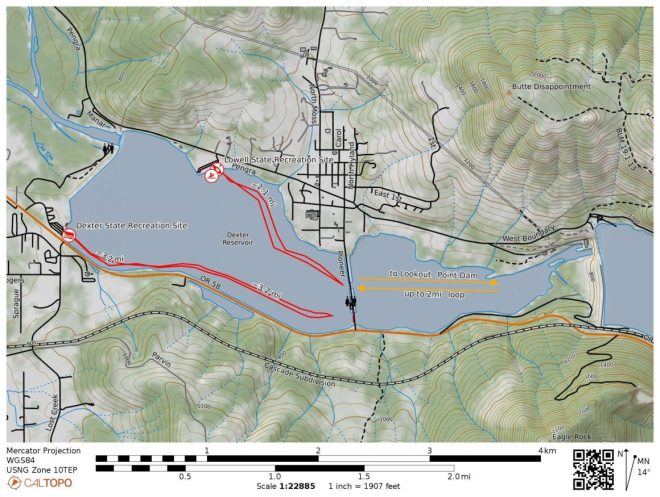 Dexter Lake map water trails