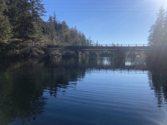 woahink lake facing bridge