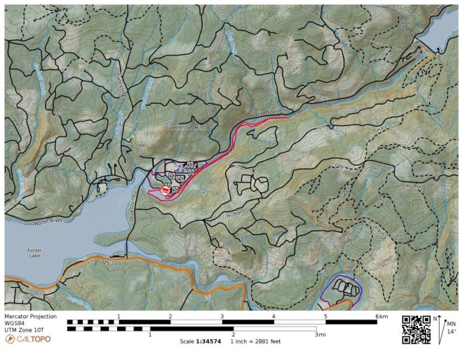 Foster Lake Sunnyside paddle route